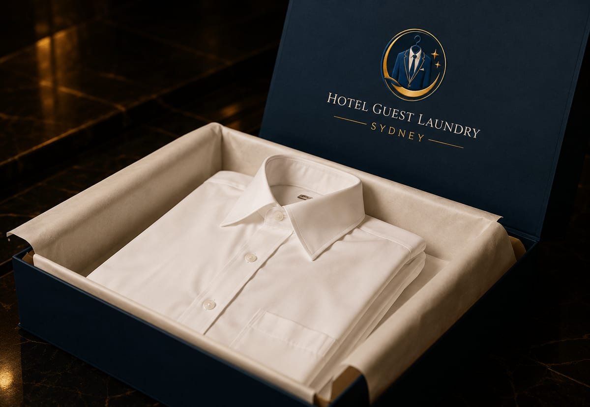 Cleaned garments returned on hangers, ready for the guest